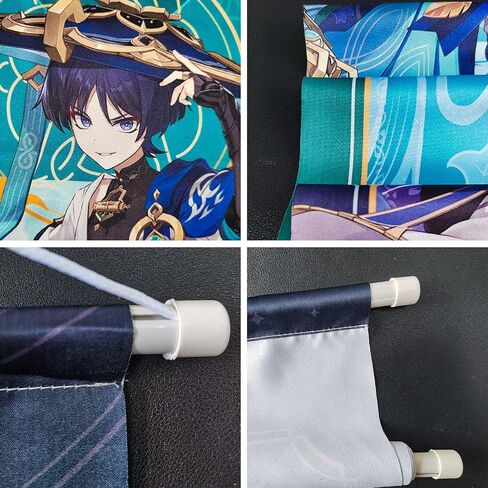 Rainteam Anime Poster Game Hanging Wall Art Artistic Canvas Genshin Character Posters with Rods for Living Room Bedroom Decor(29.5 inch x 11 inch) (Flins) in Kuwait