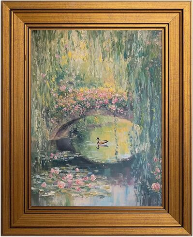 Gold Framed Wall Art Monet Floral Landscape Painting Picture Wall Decor Vintage Country Poster Print Artwork for Bedroom Living Room Home Decoration in Saudi Arabia