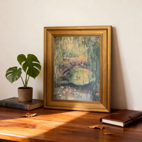 Gold Framed Wall Art Monet Floral Landscape Painting Picture Wall Decor Vintage Country Poster Print Artwork for Bedroom Living Room Home Decoration in Saudi Arabia