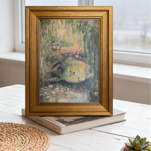 Gold Framed Wall Art Monet Floral Landscape Painting Picture Wall Decor Vintage Country Poster Print Artwork for Bedroom Living Room Home Decoration in Saudi Arabia