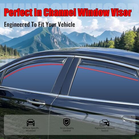 IKON MOTORSPORTS in Channel Window Visors Compatible with 2013-2020 Ford Fusion, Slim Style Acrylic Smoke Rain Guards, Side Window Wind Deflectors 4PCS in Saudi Arabia