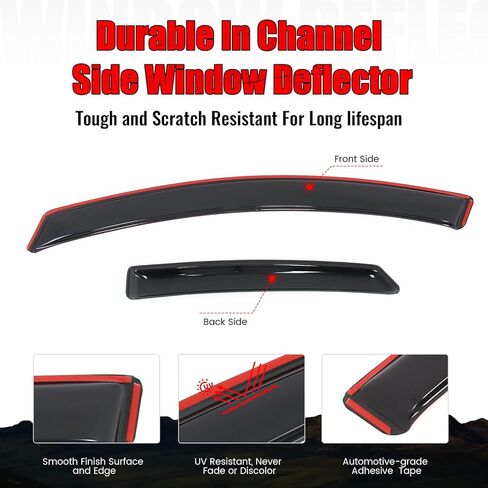 IKON MOTORSPORTS in Channel Window Visors Compatible with 2013-2020 Ford Fusion, Slim Style Acrylic Smoke Rain Guards, Side Window Wind Deflectors 4PCS in Saudi Arabia