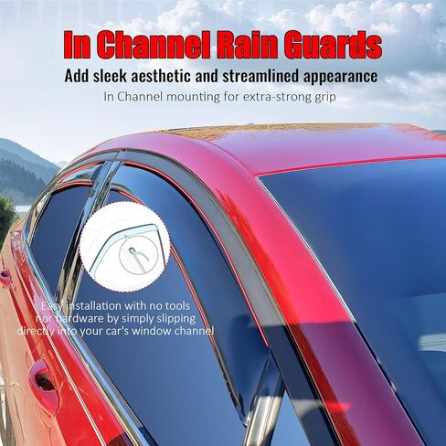 IKON MOTORSPORTS in Channel Window Visors Compatible with 2013-2020 Ford Fusion, Slim Style Acrylic Smoke Rain Guards, Side Window Wind Deflectors 4PCS in Saudi Arabia