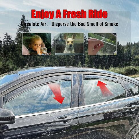 IKON MOTORSPORTS in Channel Window Visors Compatible with 2013-2020 Ford Fusion, Slim Style Acrylic Smoke Rain Guards, Side Window Wind Deflectors 4PCS in Saudi Arabia