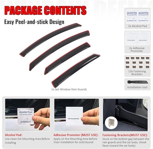 IKON MOTORSPORTS in Channel Window Visors Compatible with 2013-2020 Ford Fusion, Slim Style Acrylic Smoke Rain Guards, Side Window Wind Deflectors 4PCS in Saudi Arabia