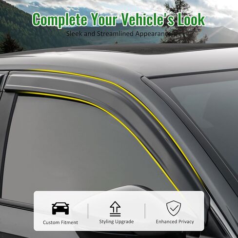 Side Window Deflectors, Compatible with 2024-2025 Chevrolet Blazer EV,Tape on Slim Style Smoke/Tinted Acrylic, 4PCS, Window Rain Shields in Kuwait