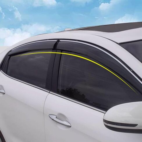 Side Window Deflector Visors Compatible with Volkswagen VW Tiguan New 2025 2026 Acrylic Smoke Tinted Sun Rain Wind Guards Shield Vent Cover Exterior Car Accessories Acrylic 4PCS(Black) in Kuwait