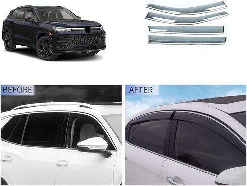 Side Window Deflector Visors Compatible with Volkswagen VW Tiguan New 2025 2026 Acrylic Smoke Tinted Sun Rain Wind Guards Shield Vent Cover Exterior Car Accessories Acrylic 4PCS(Black) in Kuwait