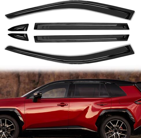 6 Pcs Window Visors Deflectors for 2026 Toyota Rav4, Tape-On Rain Guards, Aerodynamic Wind Noise Reduction & UV Protection, 2026 Rav4 Accessories in Kuwait