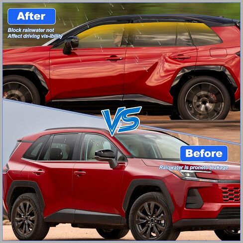 6 Pcs Window Visors Deflectors for 2026 Toyota Rav4, Tape-On Rain Guards, Aerodynamic Wind Noise Reduction & UV Protection, 2026 Rav4 Accessories in Kuwait