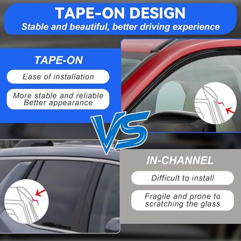 6 Pcs Window Visors Deflectors for 2026 Toyota Rav4, Tape-On Rain Guards, Aerodynamic Wind Noise Reduction & UV Protection, 2026 Rav4 Accessories in Kuwait