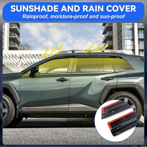 6 Pcs Window Visors Deflectors for 2026 Toyota Rav4, Tape-On Rain Guards, Aerodynamic Wind Noise Reduction & UV Protection, 2026 Rav4 Accessories in Kuwait