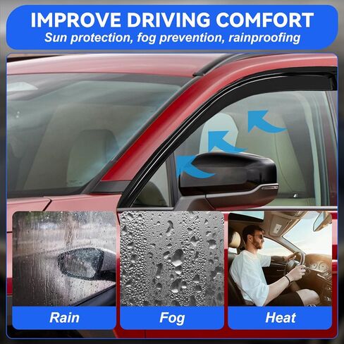 6 Pcs Window Visors Deflectors for 2026 Toyota Rav4, Tape-On Rain Guards, Aerodynamic Wind Noise Reduction & UV Protection, 2026 Rav4 Accessories in Kuwait