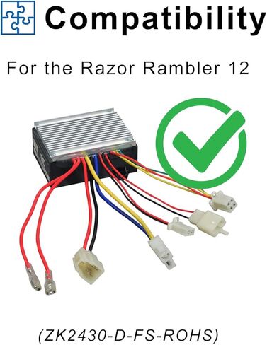 وحدة التحكم AlveyTech للدراجة الكهربائية الصغيرة Razor Rambler 16 (الإصدار 1+) - نموذج وحدة التحكم في السرعة 36 فولت 15 أمبير B-WZKD3615A-FGC-T1 مع 14 موصلًا و32 سلكًا، وأجزاء لدراجات السكوتر للبالغين in Kuwait