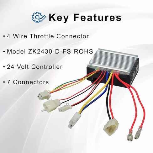 وحدة التحكم AlveyTech للدراجة الكهربائية الصغيرة Razor Rambler 16 (الإصدار 1+) - نموذج وحدة التحكم في السرعة 36 فولت 15 أمبير B-WZKD3615A-FGC-T1 مع 14 موصلًا و32 سلكًا، وأجزاء لدراجات السكوتر للبالغين in Kuwait