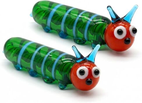 Hand Blown Glass Caterpillar Figurines, Blown Glass Art Animal Figurine for Collectible, Home Office Desk Tabletop Decorations, Set of 2 in Kuwait