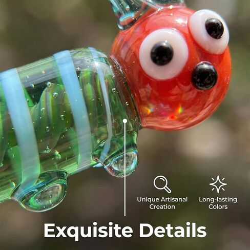 Hand Blown Glass Caterpillar Figurines, Blown Glass Art Animal Figurine for Collectible, Home Office Desk Tabletop Decorations, Set of 2 in Kuwait