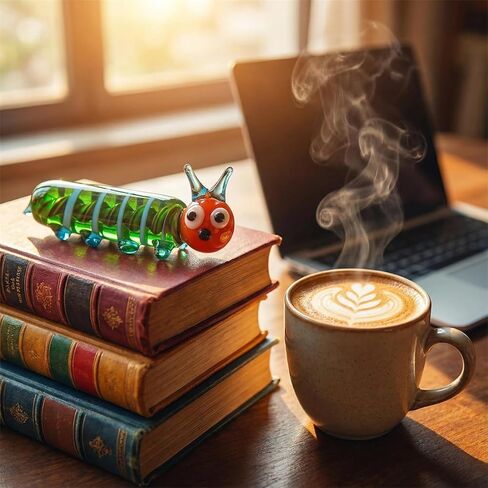 Hand Blown Glass Caterpillar Figurines, Blown Glass Art Animal Figurine for Collectible, Home Office Desk Tabletop Decorations, Set of 2 in Kuwait