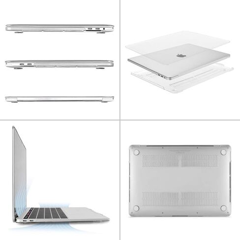 حافظة MOSISO متوافقة مع جهاز MacBook Pro 13 بوصة M2 2024-2016 A2338 M1 A2251 A2289 A2159 A1989 A1708 A1706، غطاء بلاستيكي صلب وغطاء لوحة مفاتيح وواقي شاشة وحقيبة وحقيبة، شفاف كريستالي وأزرق داكن in Saudi Arabia