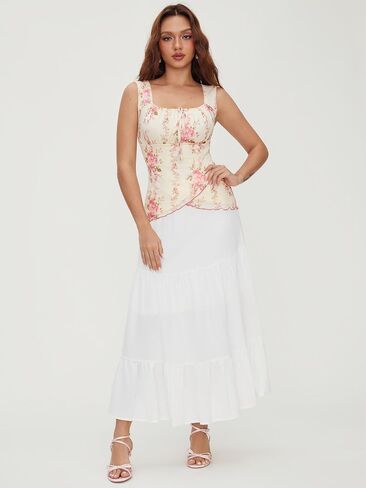 CIDER Square Neck Sleeveless Wrap Tank Tops for Women Tie Front Cute Floral Peplum Tops Summer Vacation Outfit in Saudi Arabia