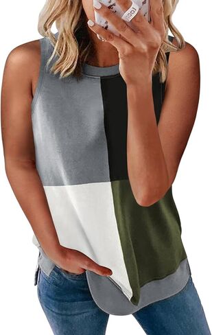 قمصان بدون أكمام للسيدات من Diukia ذات ألوان لطيفة للصيف كاجوال بياقة دائرية بدون أكمام in Kuwait