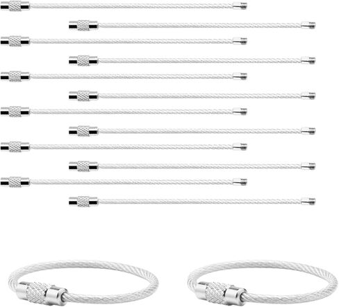 12 Pack 4" Key Ring Wire Keychain Cable Keyring Keychain Holder Clips Small Loops for Car Keys, Luggage Tags, Bag Tags, Crafts (Silver, 2mm) in Kuwait