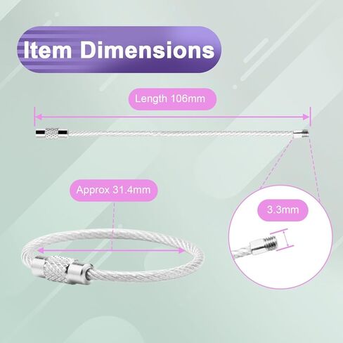 12 Pack 4" Key Ring Wire Keychain Cable Keyring Keychain Holder Clips Small Loops for Car Keys, Luggage Tags, Bag Tags, Crafts (Silver, 2mm) in Kuwait