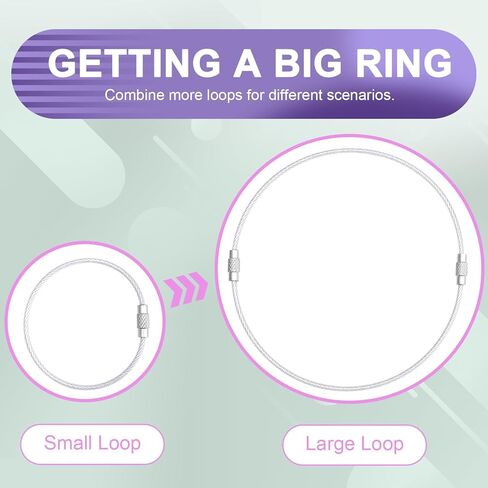 12 Pack 4" Key Ring Wire Keychain Cable Keyring Keychain Holder Clips Small Loops for Car Keys, Luggage Tags, Bag Tags, Crafts (Silver, 2mm) in Kuwait