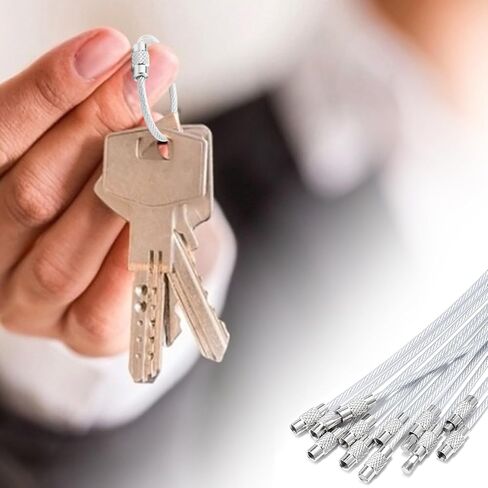 12 Pack 4" Key Ring Wire Keychain Cable Keyring Keychain Holder Clips Small Loops for Car Keys, Luggage Tags, Bag Tags, Crafts (Silver, 2mm) in Kuwait
