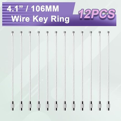 12 Pack 4" Key Ring Wire Keychain Cable Keyring Keychain Holder Clips Small Loops for Car Keys, Luggage Tags, Bag Tags, Crafts (Silver, 2mm) in Kuwait