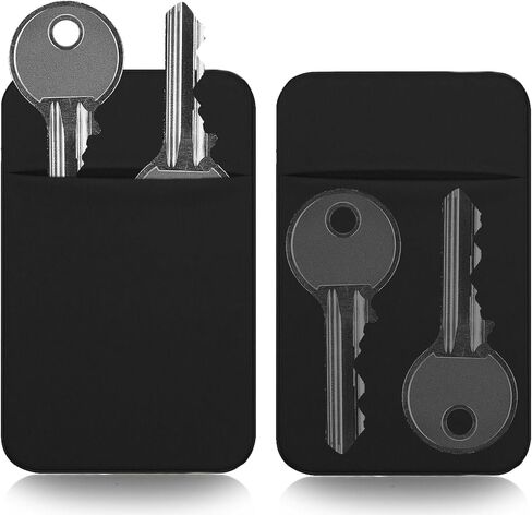 Key Holder Wallet, 2PCS Key Sleeve, Stretchy Keys Organizer Slim Card Holder Back of Phone (Black) in Saudi Arabia