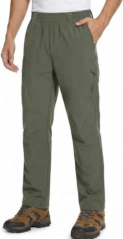 Auxo Mens Hiking Pants Ripstop Water Resistant Quick Dry Cargo Work Pants Lightweight Breathable Outdoor Tactical Pants in Kuwait