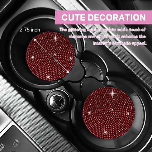 Wuyaoyao 10PCS Fluffy Car Accessories Set for Women Girls, Cute Furry Steering Wheel Cover, Gear Shift & Handbrake Cover, Armrest Pad, Seat Belt Shoulder Pads, Diamond Ignition Ring & Cup Mats (Red) in Saudi Arabia