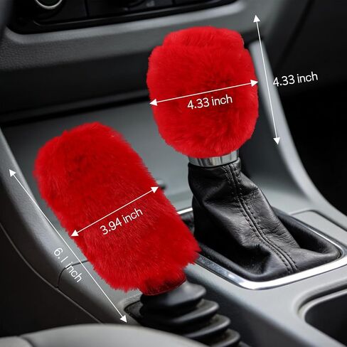 Wuyaoyao 10PCS Fluffy Car Accessories Set for Women Girls, Cute Furry Steering Wheel Cover, Gear Shift & Handbrake Cover, Armrest Pad, Seat Belt Shoulder Pads, Diamond Ignition Ring & Cup Mats (Red) in Saudi Arabia