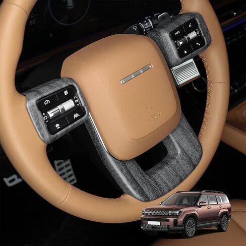 غطاء إطاري لمقبض عجلة قيادة السيارة الفاخر، متوافق مع ملحقات Hyundai Santa FE 2024-2025 - مضاد للانزلاق، ملائم عالمي، سهل التركيب وملحقات ترقية فاخرة (أسود) in Kuwait