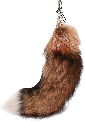 URSFUR Authentic Sunny Fox Tail Fur Handbag Accessory Key Chain Ring Hook Tassel in Kuwait
