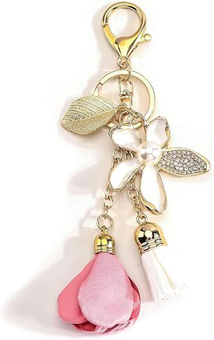 Rhinestone Keychain Flower Keychain with Tassel Charm Crystal Gifts for Women Birthday Christmas Valentine Mother Day in Saudi Arabia
