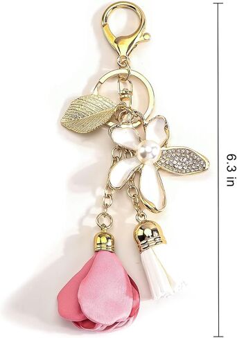 Rhinestone Keychain Flower Keychain with Tassel Charm Crystal Gifts for Women Birthday Christmas Valentine Mother Day in Saudi Arabia