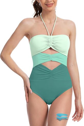 Beautikini Period Swimwear Women's One Piece Menstrual Leakproof Cutout Color Block Swimsuit Bathing Suit for Teens Girls in Saudi Arabia