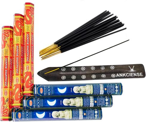 Dragons Blood Red & Precious Moon Incense from Hem Bundled with ANKCIENSE Incense Holder Bundle, Variety Pack of 120 Sticks. in Kuwait