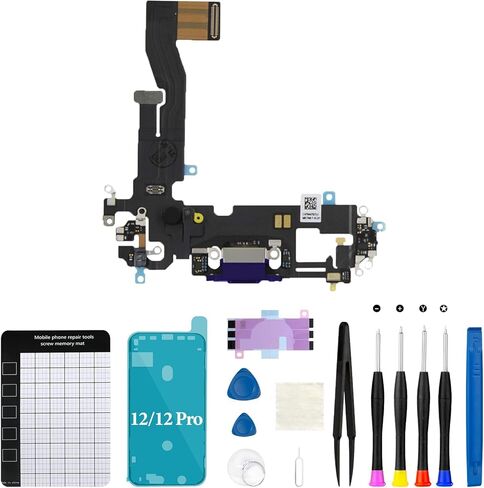 for iPhone 12 Charging Port Replacement for iPhone 12 Pro USB Data Dock Connector Antanna Microphone with Repair Tool Kit for A2172 A2402 A2403 A2404 (White) in Kuwait