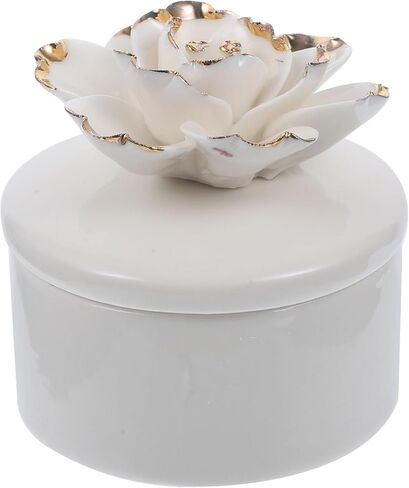 DECHOUS Small Ceramic Trinket Box with Lid - Jewelry Organizer Case for Women Girls Storage Ring, Earrings, Necklace - Gifts for Mother's Day Birthday Anniversary in Saudi Arabia