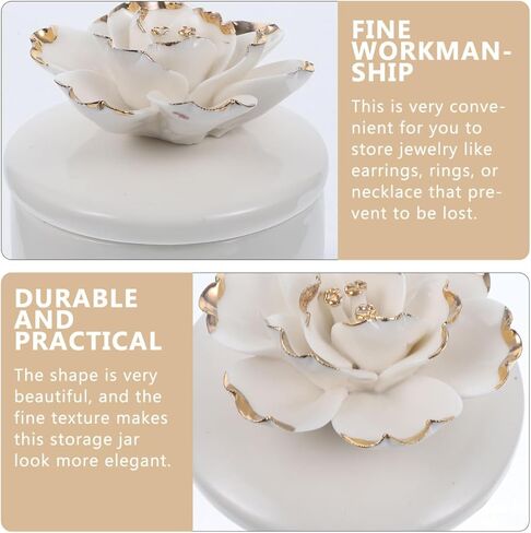 DECHOUS Small Ceramic Trinket Box with Lid - Jewelry Organizer Case for Women Girls Storage Ring, Earrings, Necklace - Gifts for Mother's Day Birthday Anniversary in Saudi Arabia