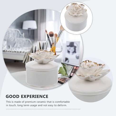 DECHOUS Small Ceramic Trinket Box with Lid - Jewelry Organizer Case for Women Girls Storage Ring, Earrings, Necklace - Gifts for Mother's Day Birthday Anniversary in Saudi Arabia