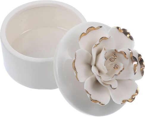 DECHOUS Small Ceramic Trinket Box with Lid - Jewelry Organizer Case for Women Girls Storage Ring, Earrings, Necklace - Gifts for Mother's Day Birthday Anniversary in Saudi Arabia