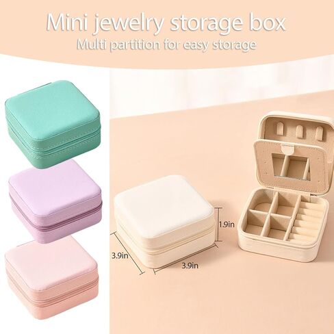 Mini Jewelry Box with Vanity Mirror, Portable Travel Jewelry Organizer with Double-Sided Mirror and Multiple Storage Compartments, Compact Makeup Jewelry Case for Earrings and Rings(Purple) in Saudi Arabia