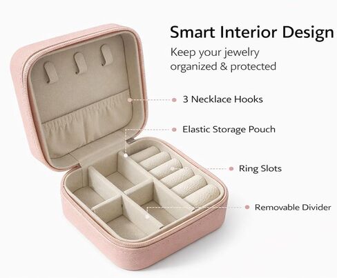 Jewelry Box for Women Girls, Small Travel Jewelry Organizer, Mini Portable Jewelry Storage Case as Small Gifts for Women, Pink in Kuwait