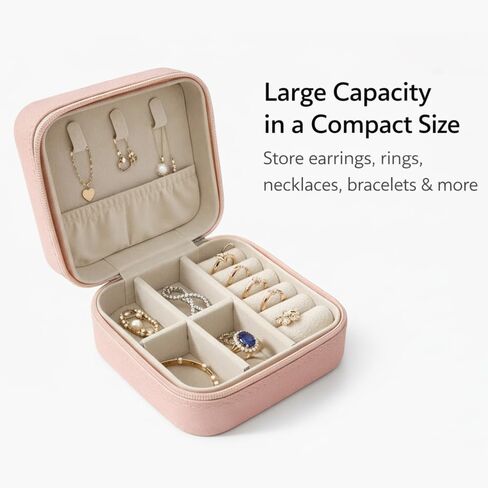 Jewelry Box for Women Girls, Small Travel Jewelry Organizer, Mini Portable Jewelry Storage Case as Small Gifts for Women, Pink in Kuwait
