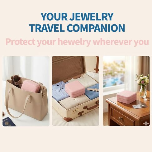 Jewelry Box for Women Girls, Small Travel Jewelry Organizer, Mini Portable Jewelry Storage Case as Small Gifts for Women, Pink in Kuwait