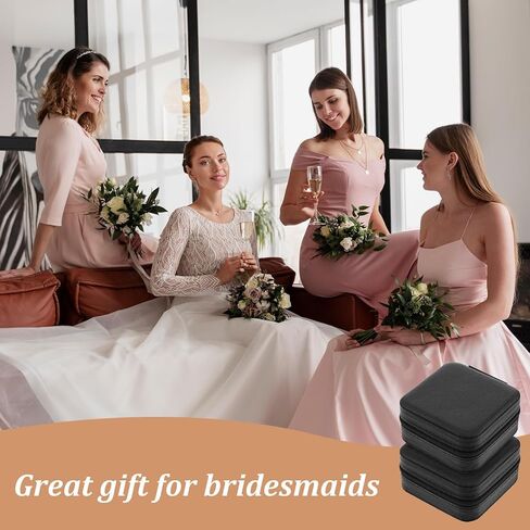 6pcs Mini Travel Jewelry Case,Black Bridesmaids Proposal Small Jewelry Box Mini Jewelry Organizer,Small PU Leather Portable Storage Box for Rings,Earrings,Necklaces,Pendants,Bracelets in Kuwait